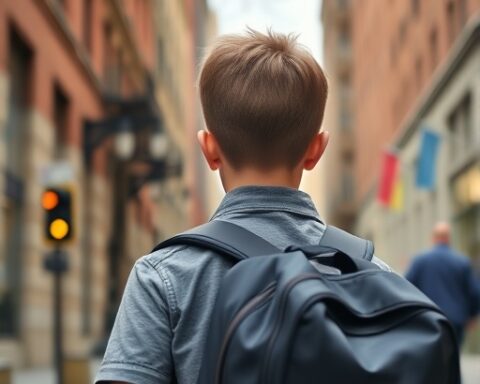 Boy going to school gets a scare